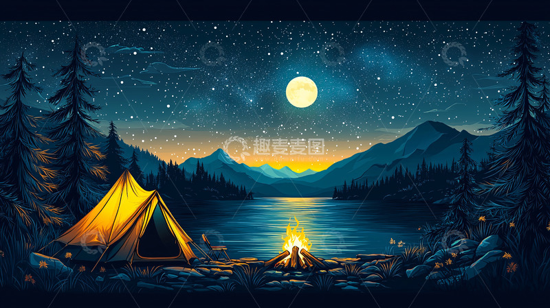 高清大图下载【趣麦麦图】星空下的营地