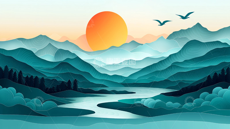 高清大图下载【趣麦麦图】水墨山水画14