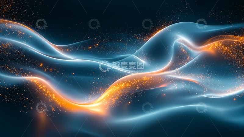 高清大图下载【趣麦麦图】蓝色橙色光波流动