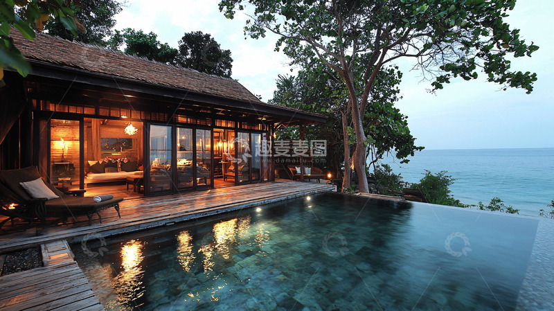 高清大图下载【趣麦麦图】海边别墅私人泳池
