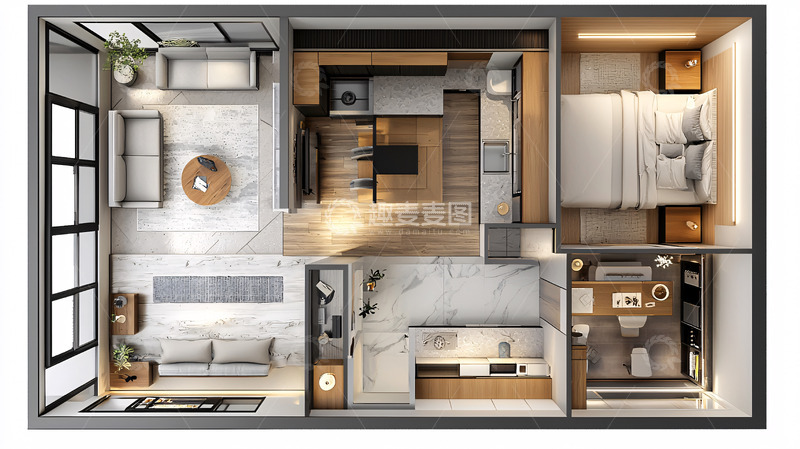 高清大图下载【趣麦麦图】现代简约公寓户型图