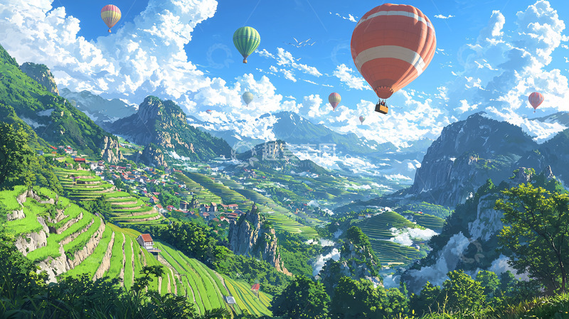 高清大图下载【趣麦麦图】热气球