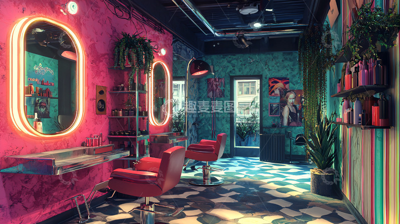 高清大图下载【趣麦麦图】复古美发沙龙