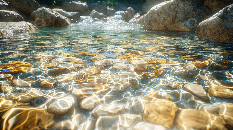 高清大图下载【趣麦麦图】清澈溪流中的鹅卵石