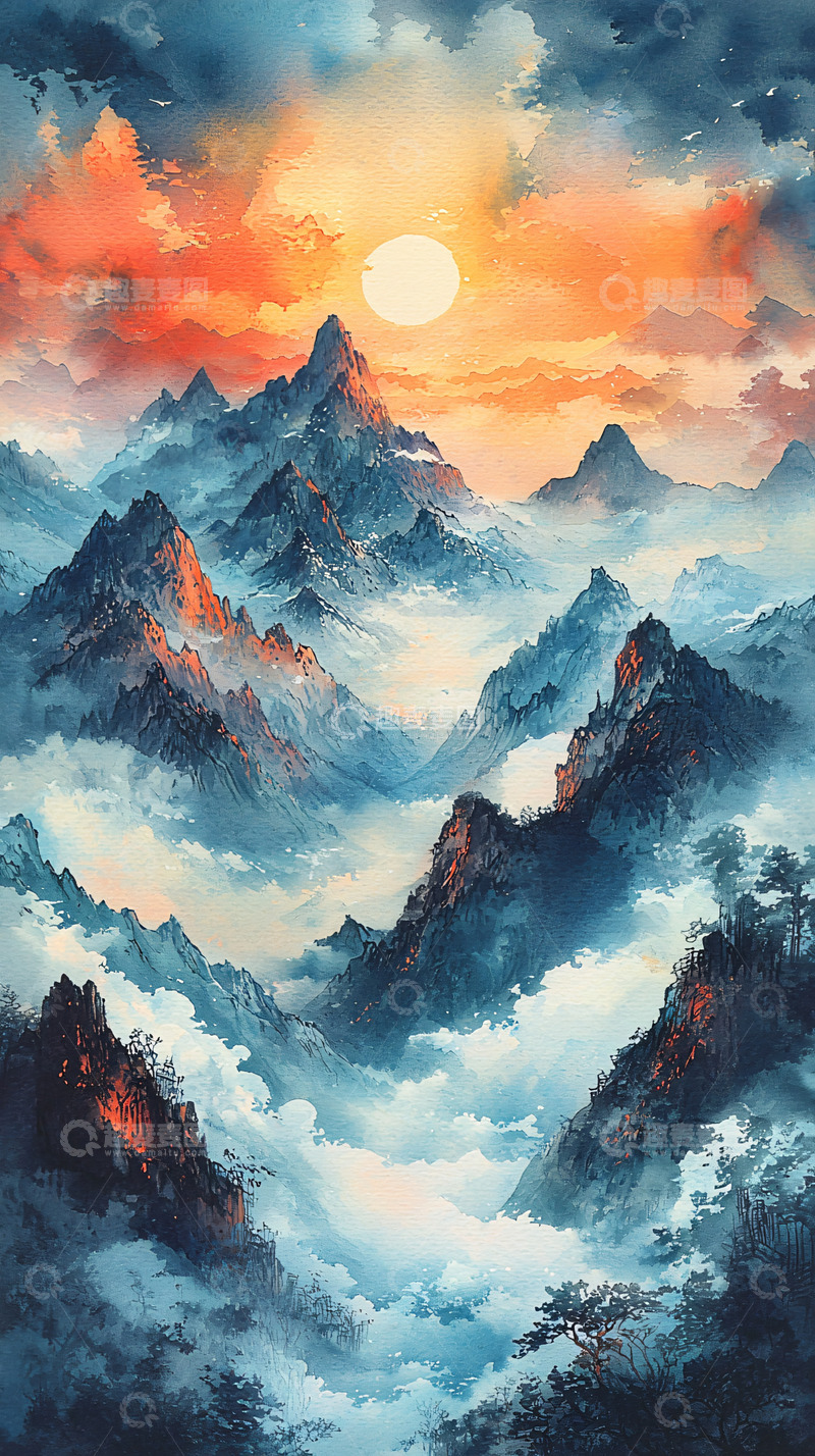 高清大图下载【趣麦麦图】日出山峰云海仙境