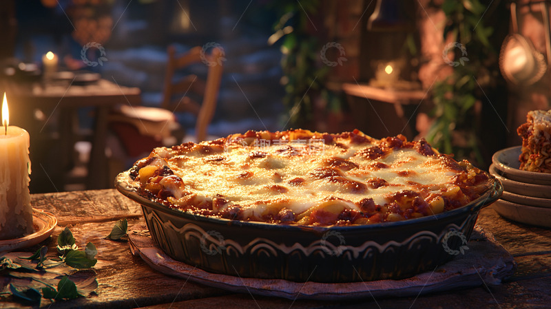 高清大图下载【趣麦麦图】烤箱焗肉酱千层面