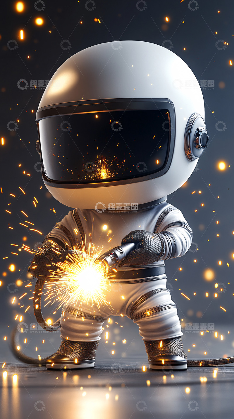 高清大图下载【趣麦麦图】太空宇航员焊接