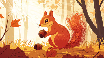 秋天森林小松鼠