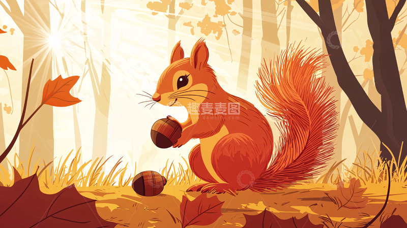 高清大图下载【趣麦麦图】秋天森林小松鼠