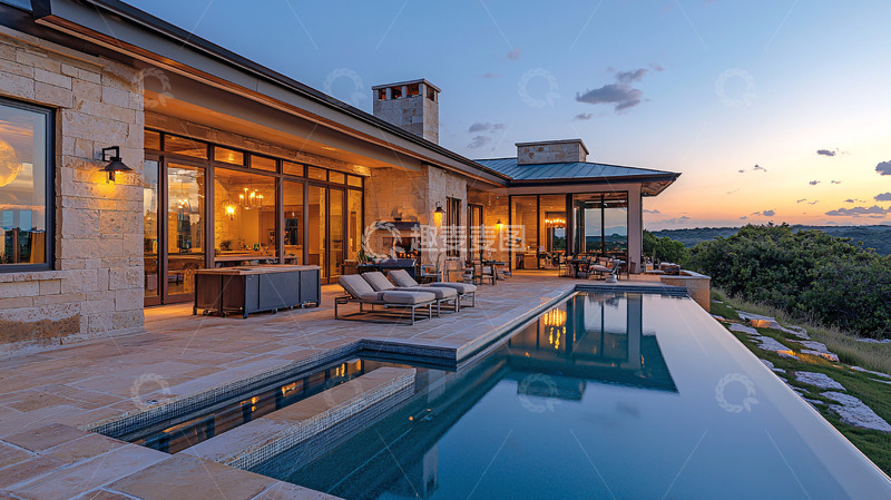 高清大图下载【趣麦麦图】现代简约风格别墅夜景