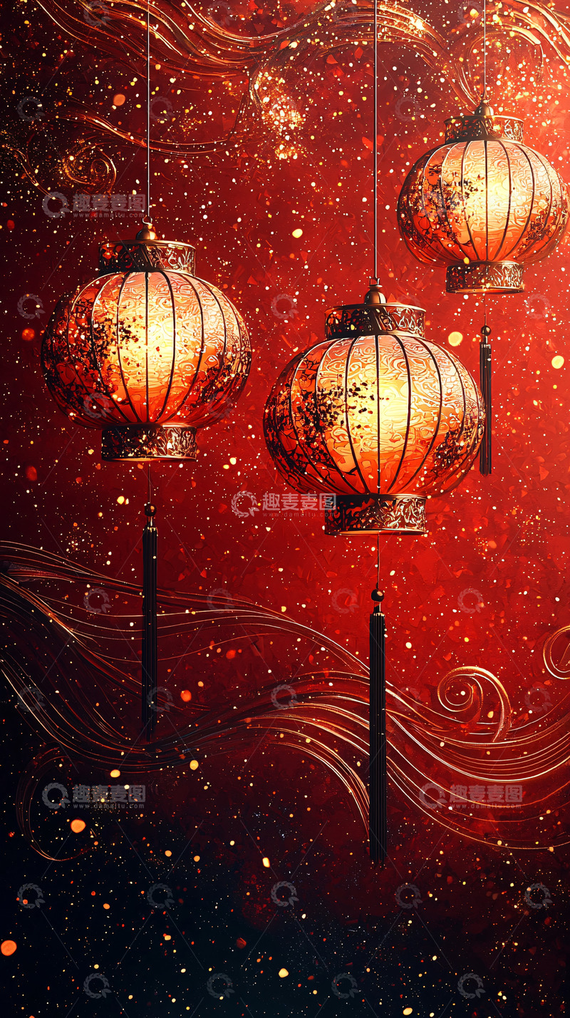 高清大图下载【趣麦麦图】红色灯笼悬挂