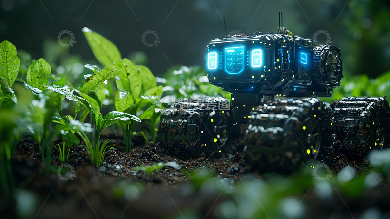 高清大图下载【趣麦麦图】-田地里的未来机器人