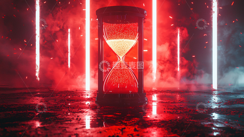 高清大图下载【趣麦麦图】红色背景沙漏