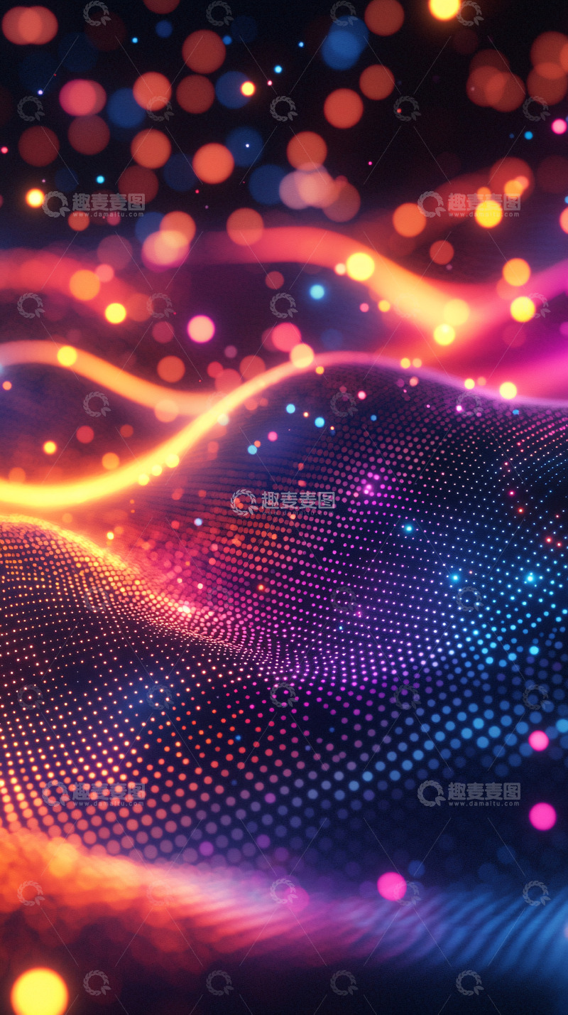 高清大图下载【趣麦麦图】抽象波浪光点背景