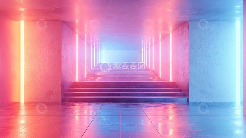 高清大图下载【趣麦麦图】霓虹灯通道
