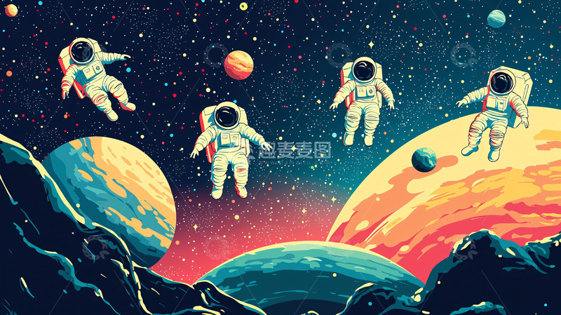 高清大图下载【趣麦麦图】宇航员太空漫步