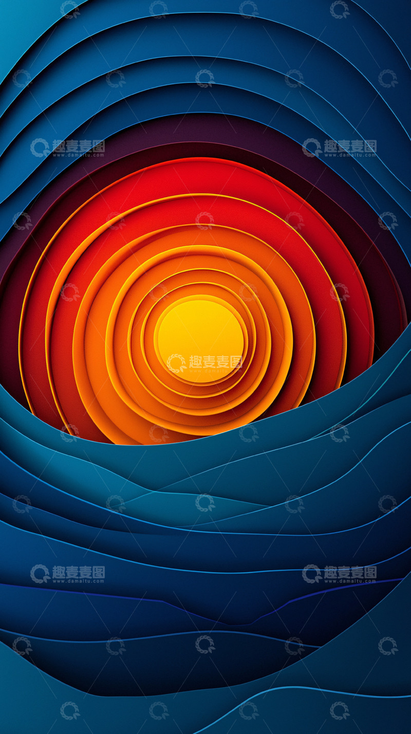 高清大图下载【趣麦麦图】抽象波浪圆环背景图