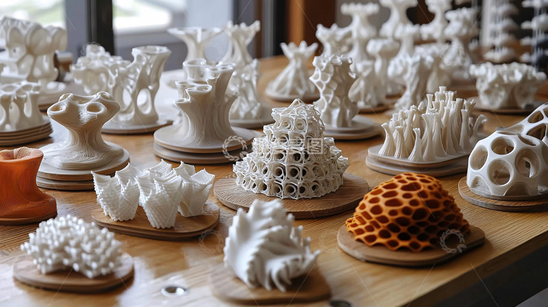高清大图下载【趣麦麦图】白色珊瑚礁形态雕塑