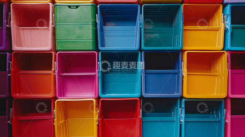 高清大图下载【趣麦麦图】-彩色塑料收纳盒