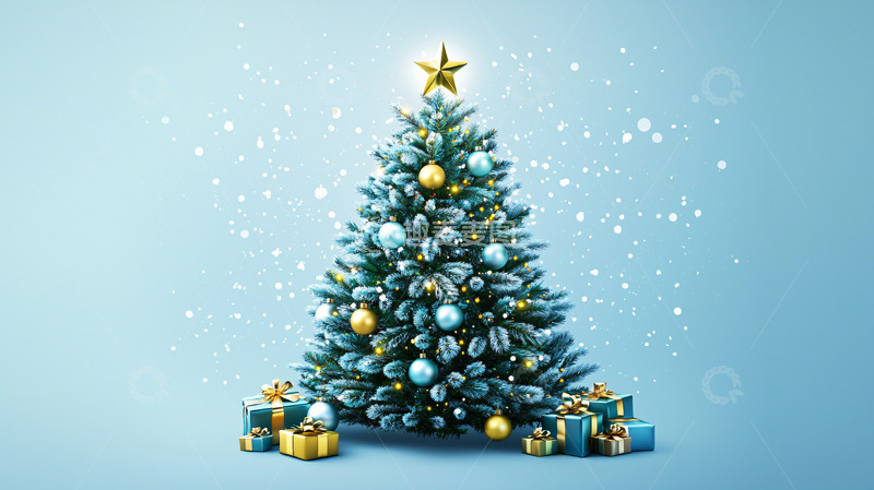 高清大图下载【趣麦麦图】蓝色圣诞树