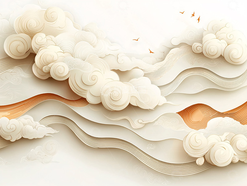 高清大图下载【趣麦麦图】祥云卷轴壁纸