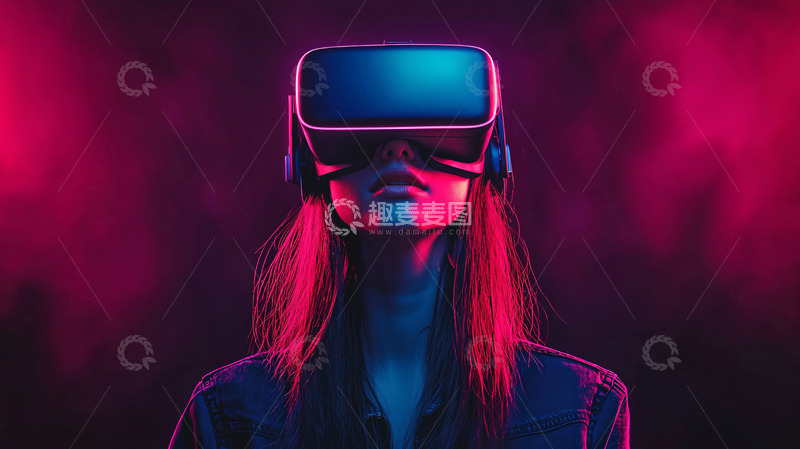 高清大图下载【趣麦麦图】虚拟现实眼镜女孩