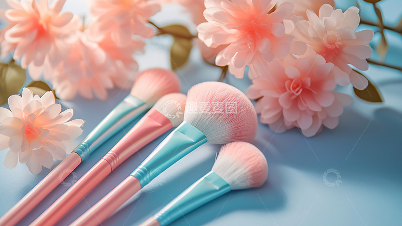 高清大图下载【趣麦麦图】-粉色化妆刷套装