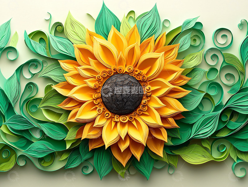 高清大图下载【趣麦麦图】纸艺向日葵
