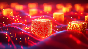 红色立方体能量波动