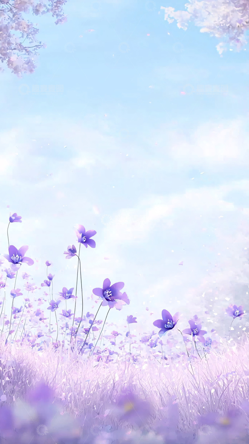 高清大图下载【趣麦麦图】唯美紫色花田背景图