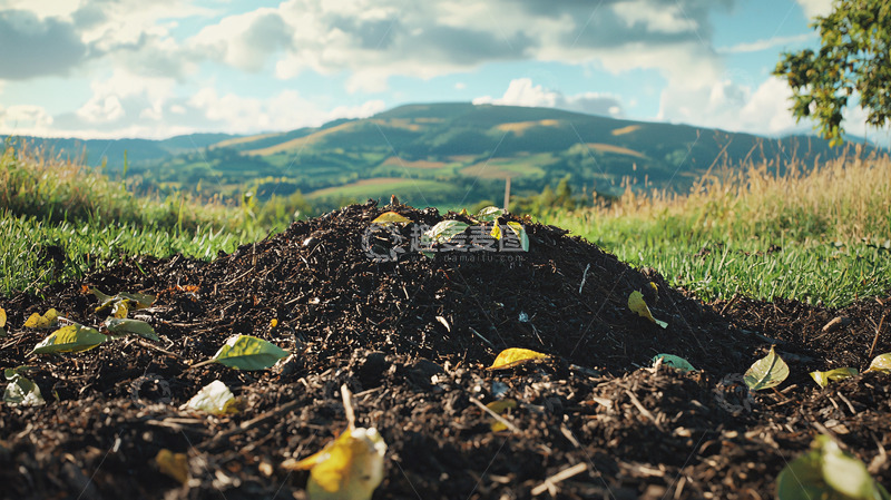 高清大图下载【趣麦麦图】田园风光下的堆肥