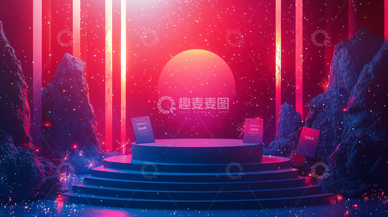 高清大图下载【趣麦麦图】-霓虹复古未来感舞台