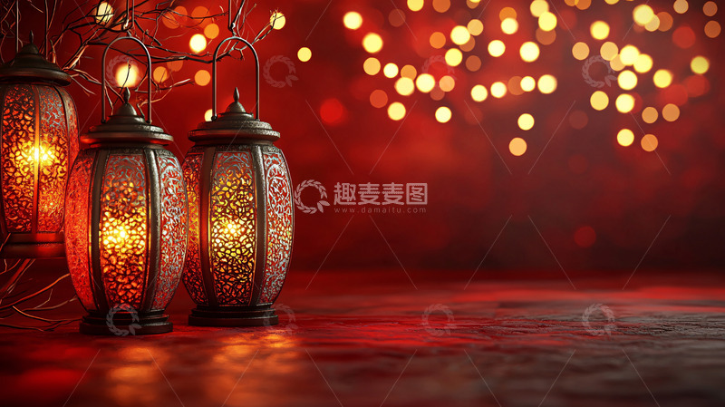 高清大图下载【趣麦麦图】红光灯笼节日气氛