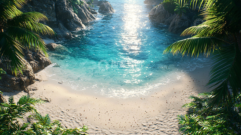 高清大图下载【趣麦麦图】热带海滩小溪