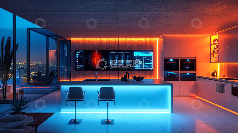 高清大图下载【趣麦麦图】炫酷科技感未来家居灯光