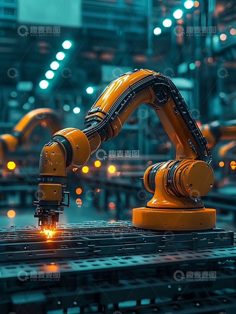 高清大图下载【趣麦麦图】工业机器人焊接特写