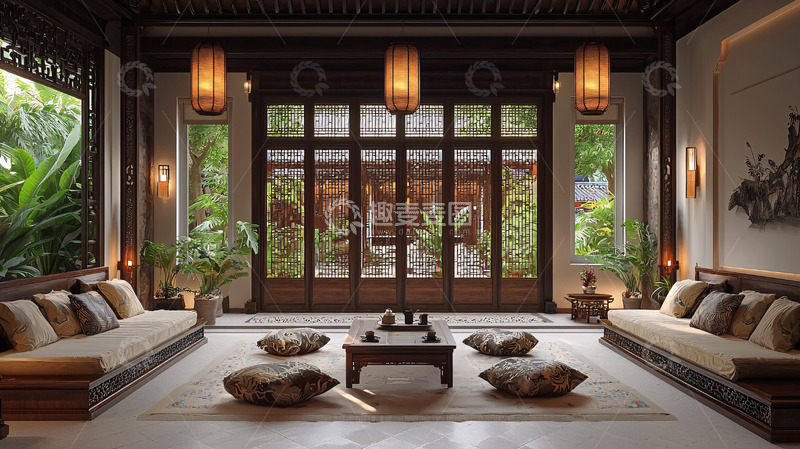 高清大图下载【趣麦麦图】中式风格的禅意室内空间