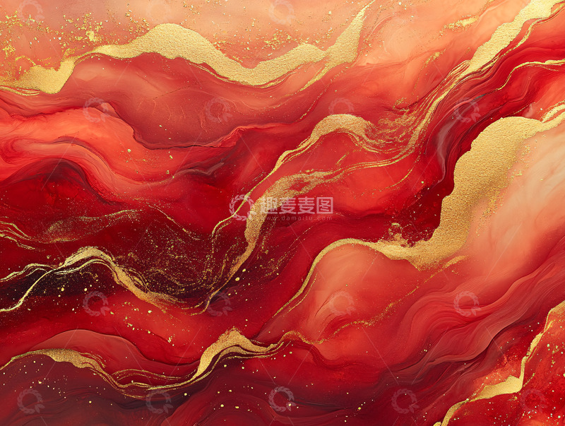 高清大图下载【趣麦麦图】红色金色液体流动