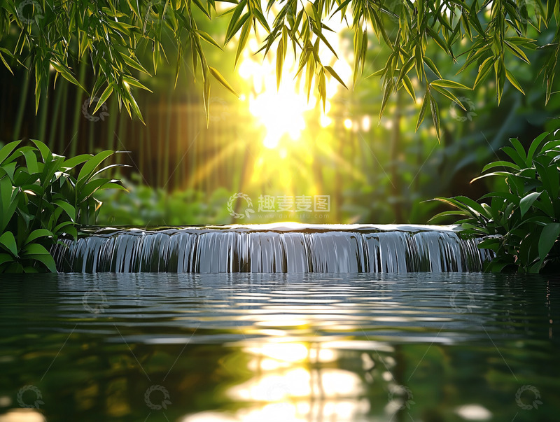 高清大图下载【趣麦麦图】阳光下的瀑布森林