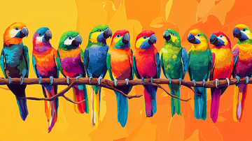 彩色鹦鹉树枝栖息