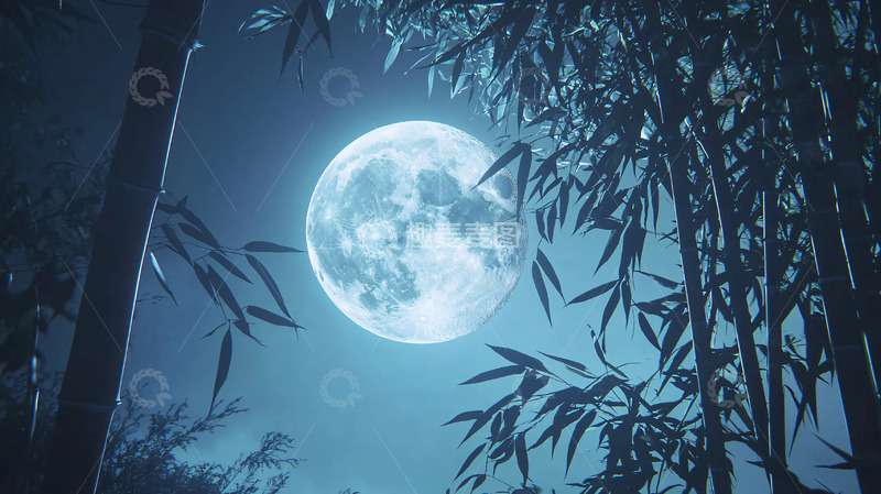 高清大图下载【趣麦麦图】月光下的竹林