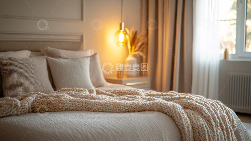 高清大图下载【趣麦麦图】温馨舒适卧室床铺