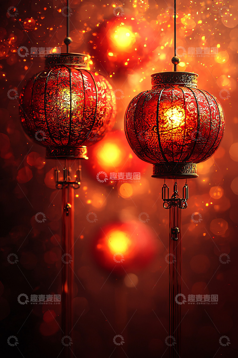 高清大图下载【趣麦麦图】红色灯笼节日喜庆氛围