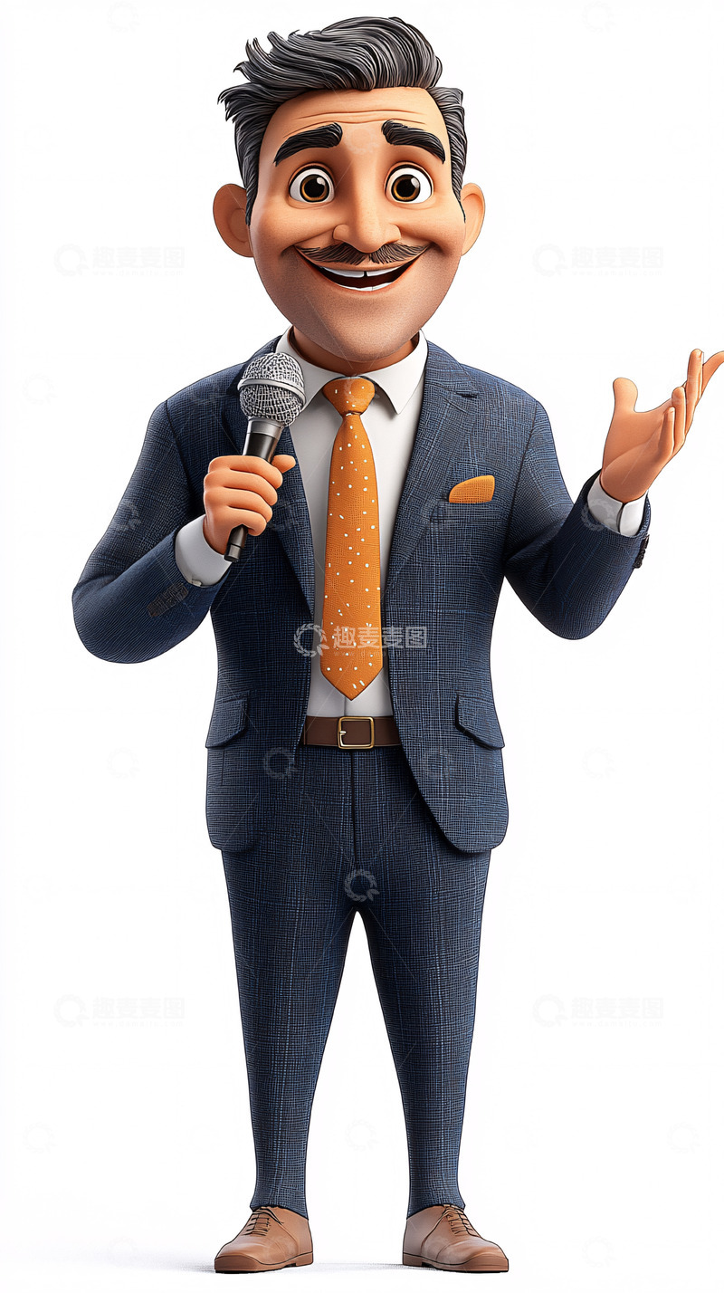 高清大图下载【趣麦麦图】卡通新闻主播