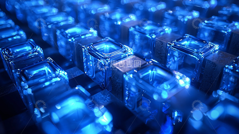 高清大图下载【趣麦麦图】蓝色方块排列发光