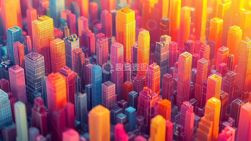 高清大图下载【趣麦麦图】彩色城市建筑
