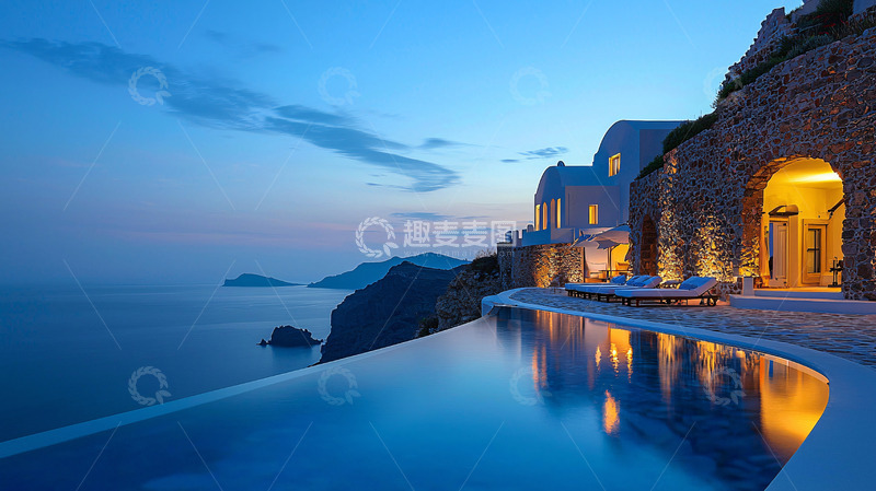 高清大图下载【趣麦麦图】悬崖峭壁上的豪华别墅