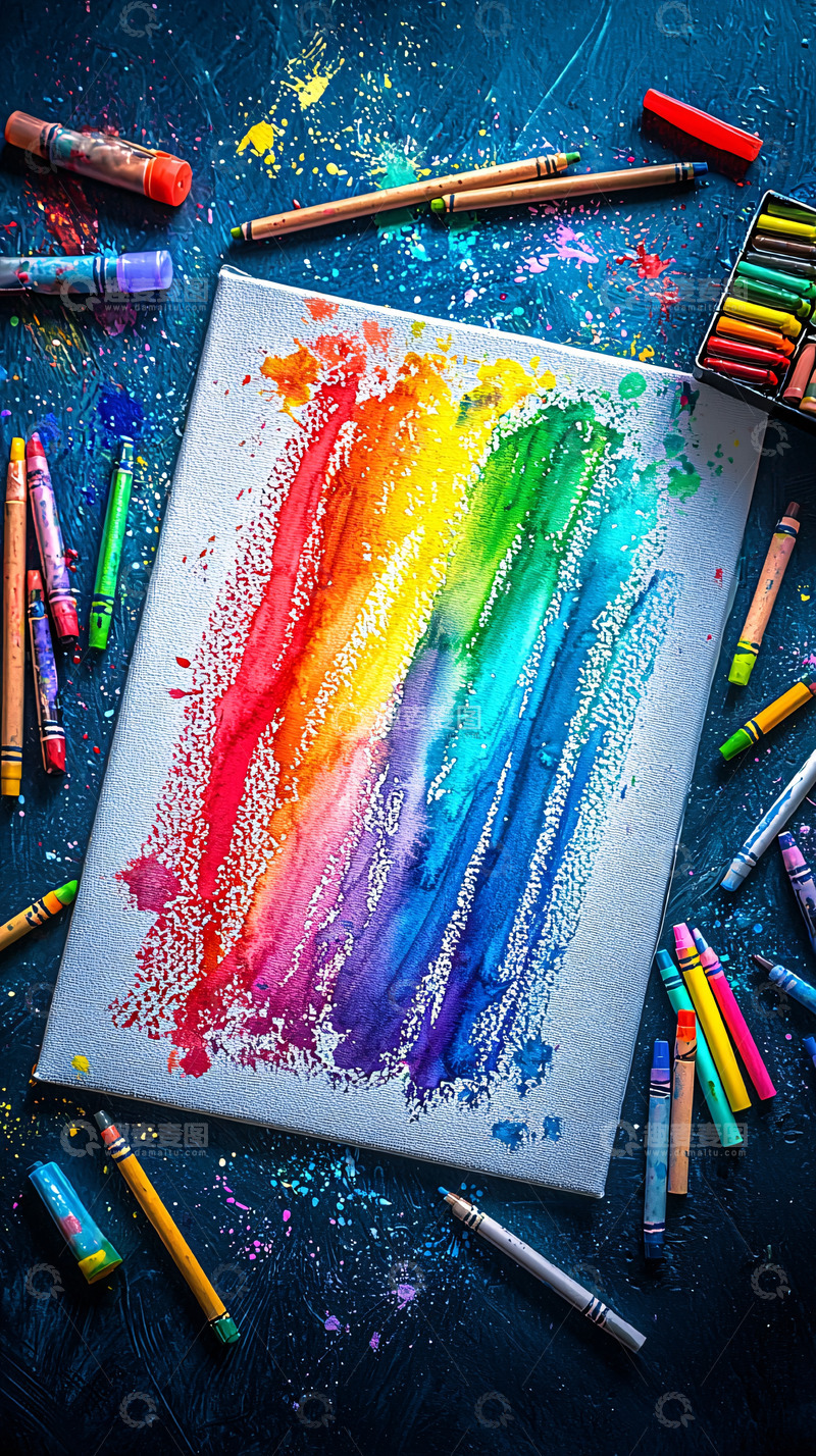 高清大图下载【趣麦麦图】彩色颜料涂抹的画布