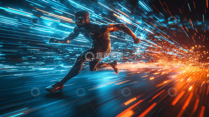高清大图下载【趣麦麦图】未来科技感奔跑男子