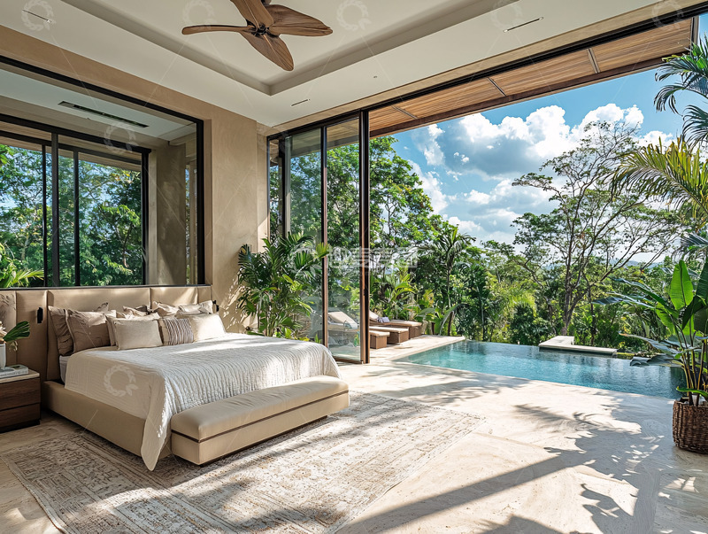 高清大图下载【趣麦麦图】现代极简卧室景观泳池